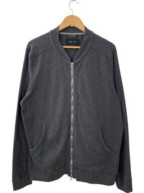 Wings + Horns 100% Cotton Knit Full Zip Bomber Jacket Gray men's size 2XL